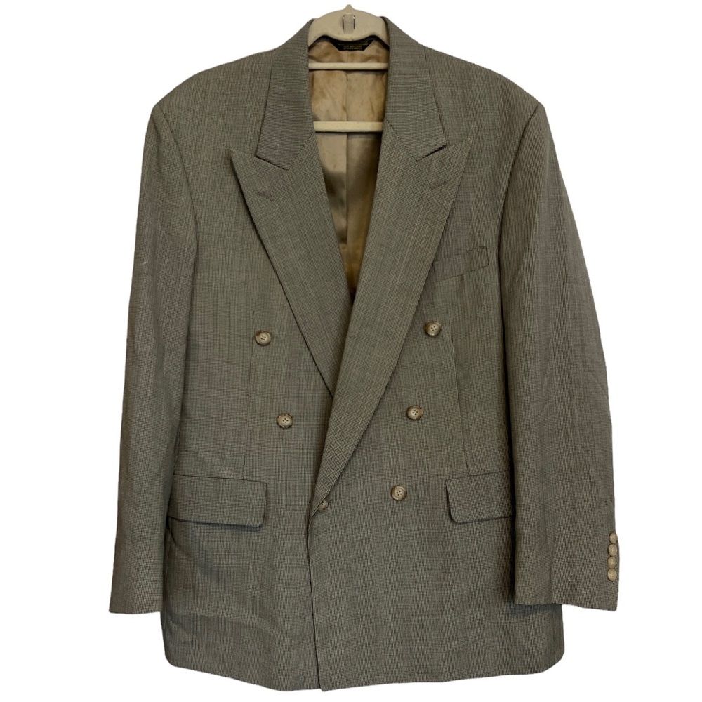 Hunter Haig 2-Piece Houndstooth Suit, Double Breasted Jacket Sz 43R, Pants 35x30